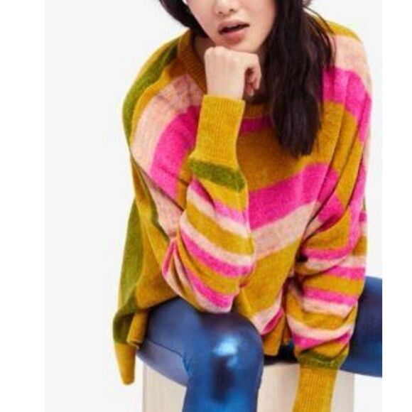 Free People all about you striped pullover sweater size S - Picture 2 of 5